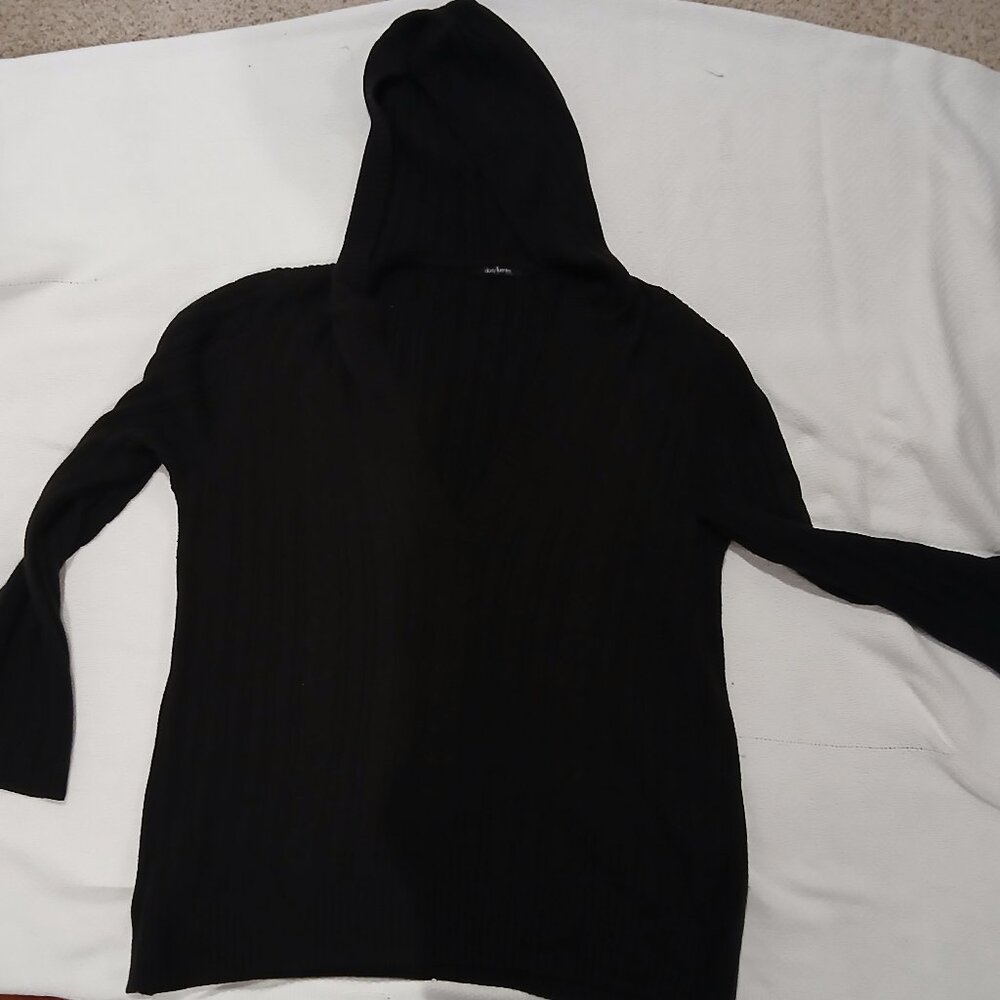 Daisy Fuentes Black Cable Knit Pullover Sweater Hoodie - Size 3X